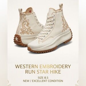 Converse Run Star Hike Hi Western Embroidery - Size 8.5
